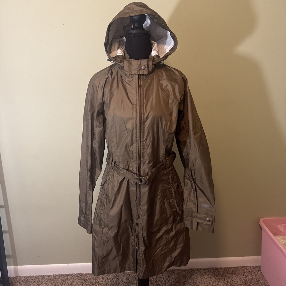 Eddie Bauer Women's Rain Jacket Brown Weather Edge Plus Nylon Size Large NWOT